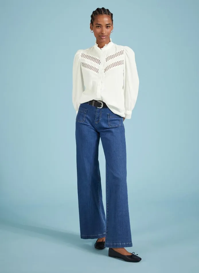 Baukjen Isamaya Organic Cotton BroderieDetail Blouse Soft White Clothing