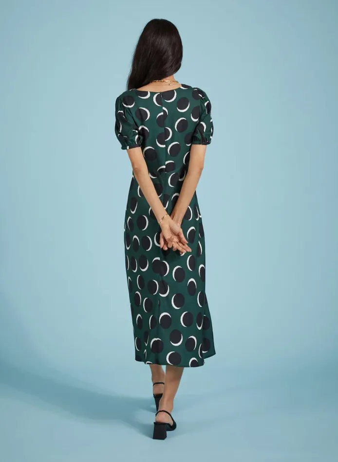 Baukjen Kaydence Printed Midi TeaDress With Livaeco Green Shadow Spot Clothing