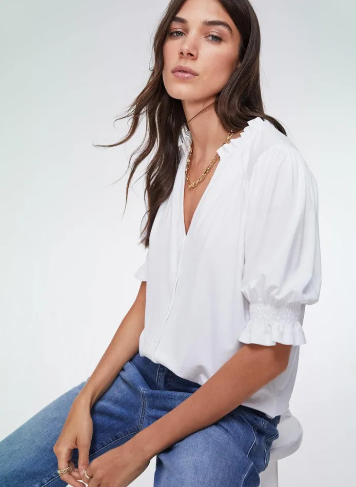 Baukjen Noa Short Sleeve Blouse Pure White Clothing