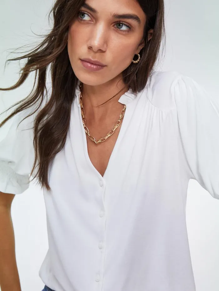 Baukjen Noa Short Sleeve Blouse Pure White Clothing