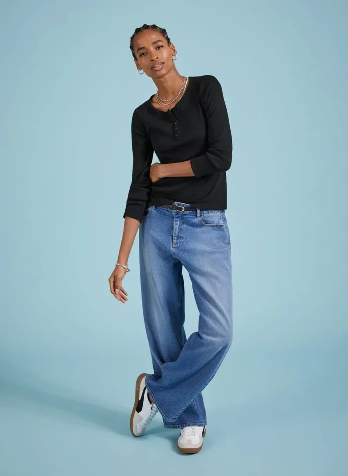 Baukjen Organic Cotton HenleyTop Caviar Black Clothing