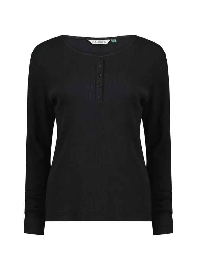 Baukjen Organic Cotton HenleyTop Caviar Black Clothing