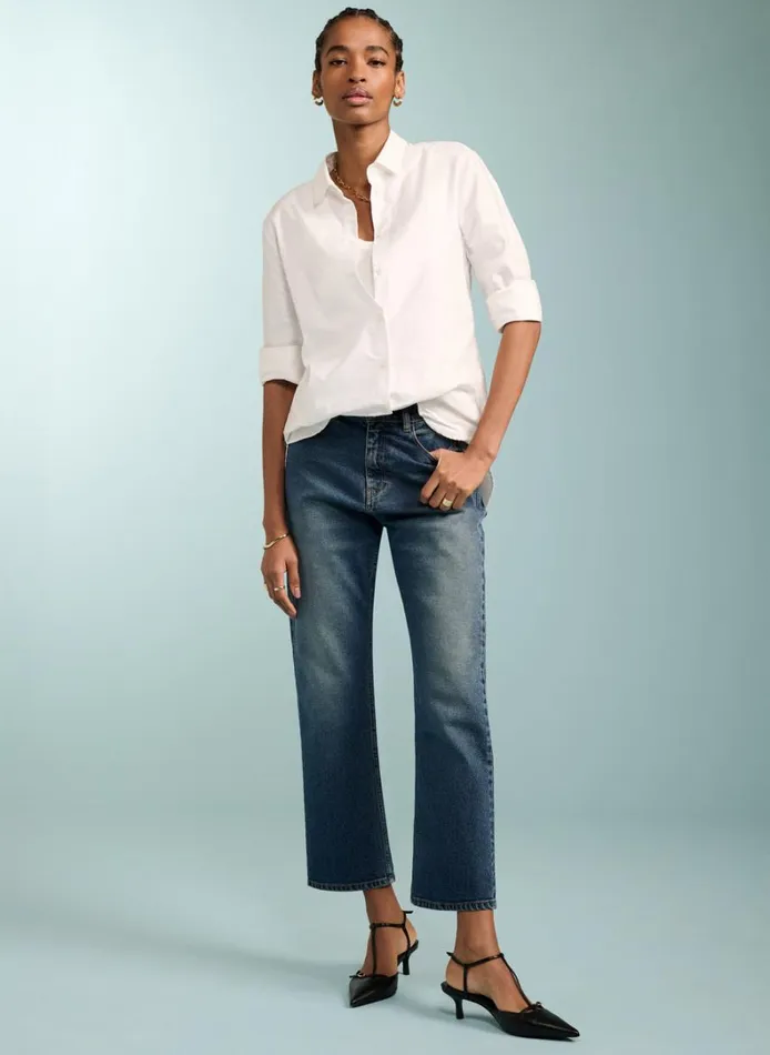 Baukjen Organic Stretch Cotton Crop Straight LegJeans Vintage Wash Clothing