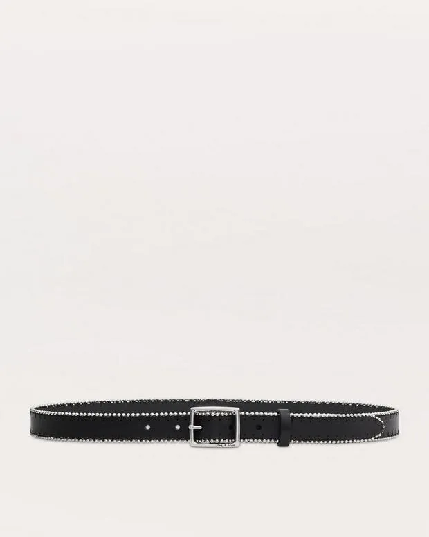 Beaded ChainTrimmed Baby Boyfriend Leather Belt Antique WhiteBlack Women Sneakers rag and bone