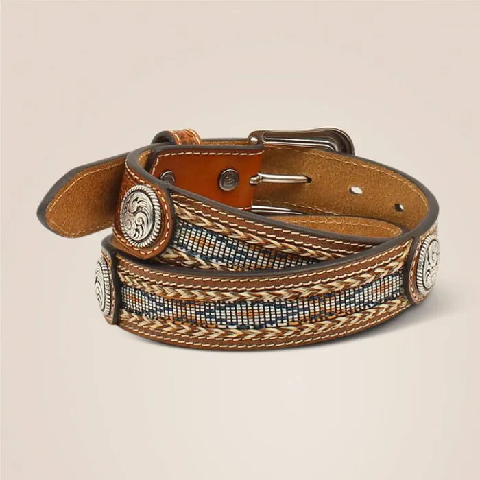 Belts Kids Ariat Beaded Tooled Belt Brown Belts Kids Ariat Beaded Tooled Belt Brown