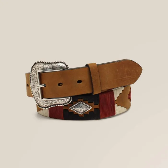 Belts Men Ariat Diamond Embroidery Belt Medium Brown
