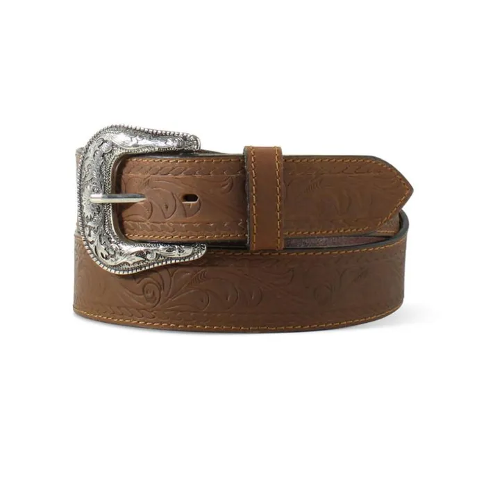 Belts Men Ariat Floral Embossed Belt Brown