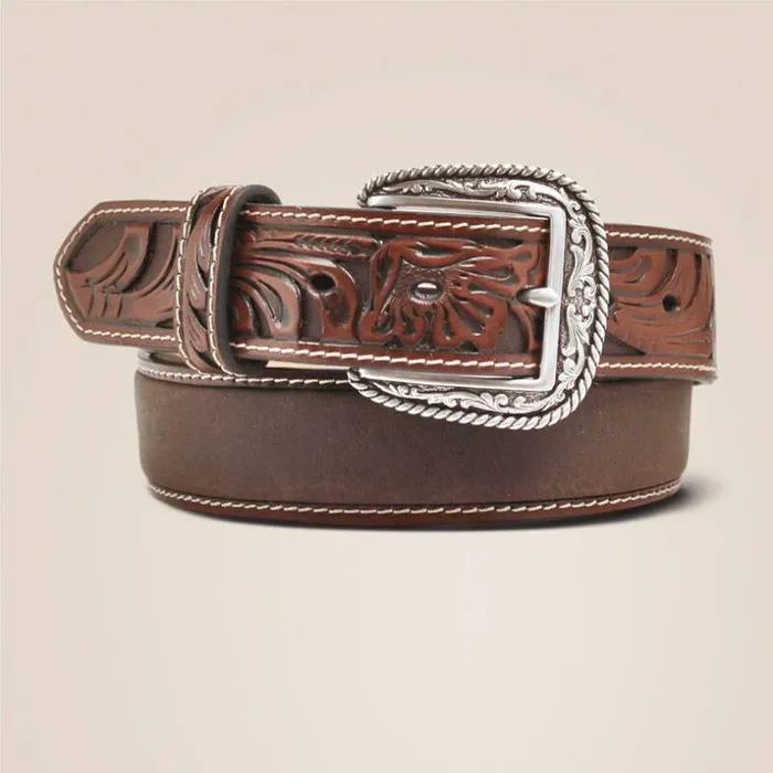 Belts Men Ariat Floral Embossed Ends Belt Tan