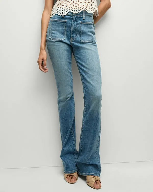 Beverly PatchPocket SkinnyFlare Jean Seawater Stone Women Veronica Beard Jeans