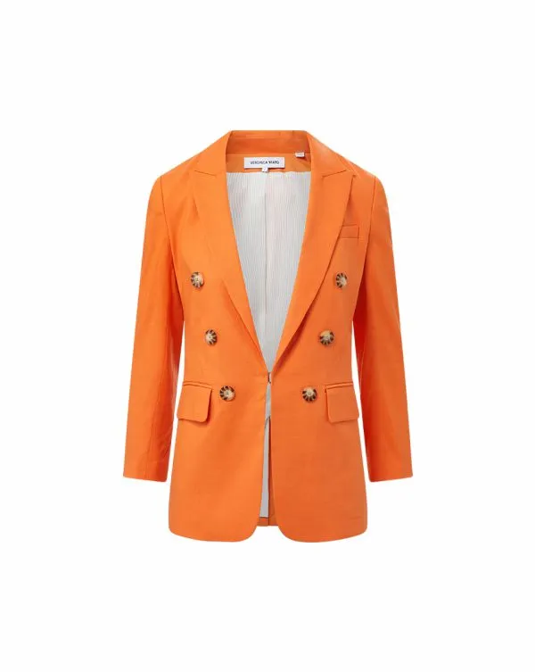 Bexley StretchLinen Dickey Jacket Orange Women Veronica Beard Jackets and Outerwear