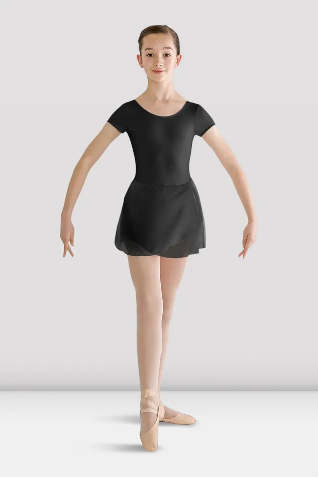Bloch Girls Prisha Short Sleeve Skirted Leotard Black Children Leotards