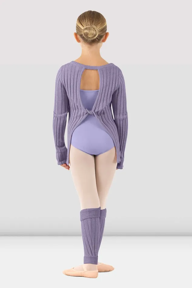 Bloch Girls Rose Twist Back Sweater Lilac Children Warmups
