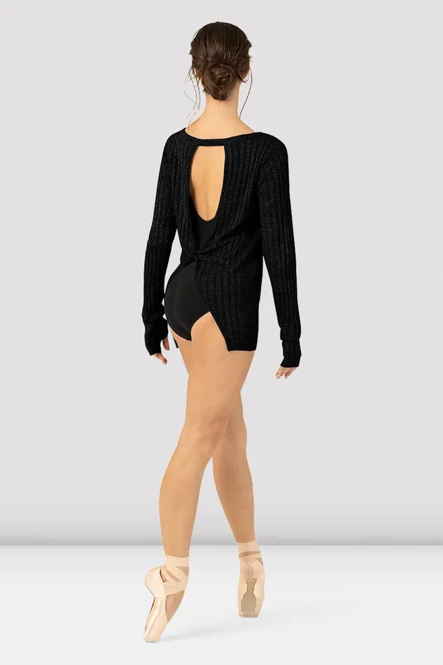 Bloch Warmups Adult Ladies Amore Twist Back Sweater Black Bloch Warmups Adult Ladies Amore Twist Back Sweater Black