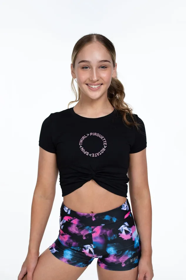 Bloch X Flo Active Twist Front Tee Black Children Tops Bloch