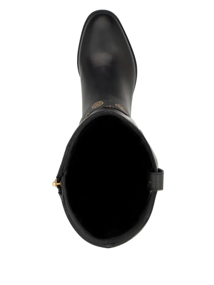 Boots and Booties Women GUESS Eveda Buckle Riding Boots Black Leather Boots and Booties Women GUESS Eveda Buckle Riding Boots Black Leather