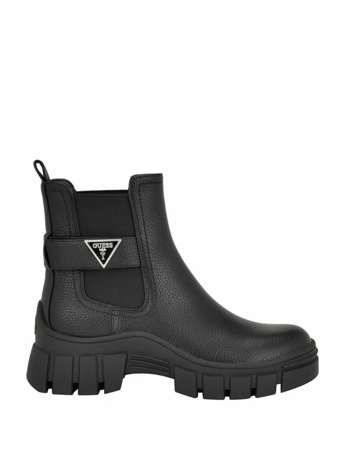 Boots and Booties Women Hensly Triangle Chelsea Bootie Black 002 GUESS