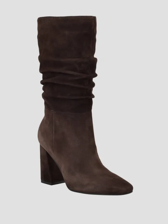 Boots and Booties Women Yeppy Suede Slouch Booties Dark Brown GUESS