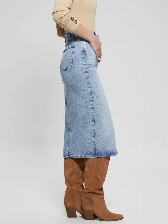 Bottoms Mila Denim Midi Skirt Shallow GUESS Women Bottoms Mila Denim Midi Skirt Shallow GUESS Women