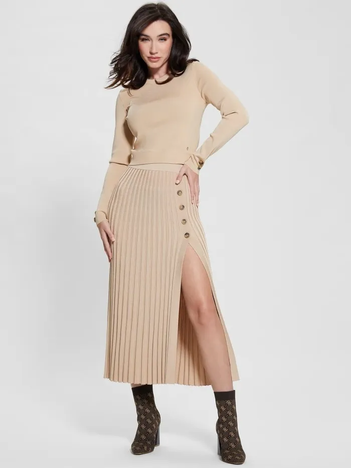 Bottoms Shopie Pleated Sweater Skirt Foamy Taupe 8211 GUESS Women