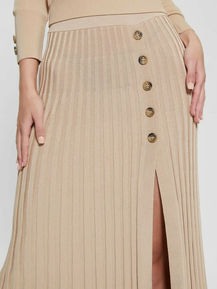 Bottoms Shopie Pleated Sweater Skirt Foamy Taupe 8211 GUESS Women Bottoms Shopie Pleated Sweater Skirt Foamy Taupe 8211 GUESS Women
