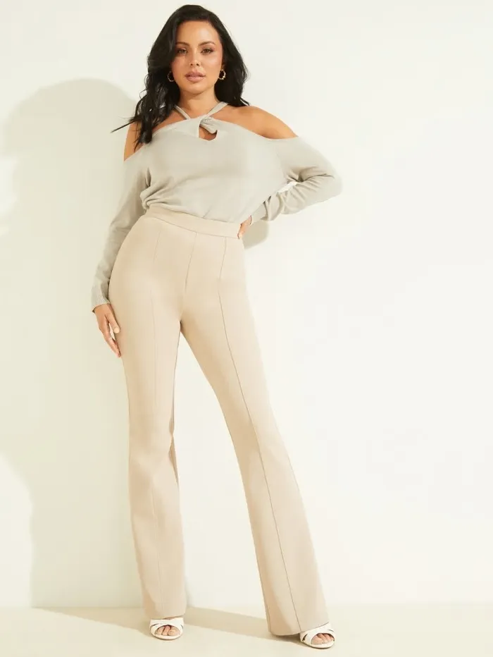 Bottoms Women GUESS Chloe Flared Pant Pasadena Stone Bottoms Women GUESS Chloe Flared Pant Pasadena Stone