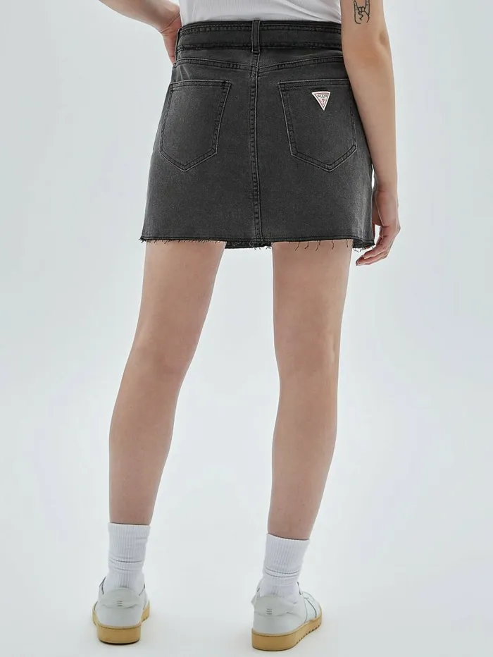 Bottoms Women GUESS GUESS Originals Belted Denim Skirt Go Washed Grey Bottoms Women GUESS GUESS Originals Belted Denim Skirt Go Washed Grey