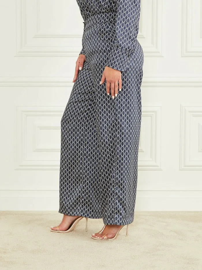 Bottoms Women New Monogram Pant New Monogram Secret Blue GUESS
