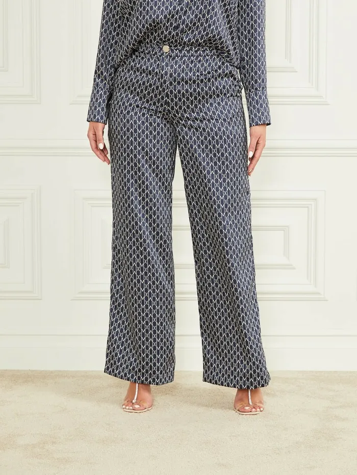 Bottoms Women New Monogram Pant New Monogram Secret Blue GUESS