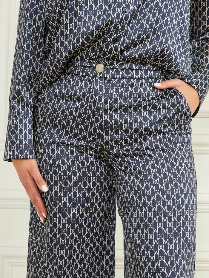 Bottoms Women New Monogram Pant New Monogram Secret Blue GUESS