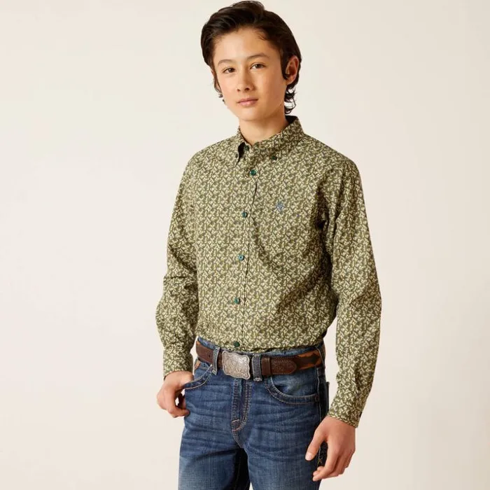 Button Down Shirts Kids Ariat Bowen Classic Fit Shirt Capulet Olive