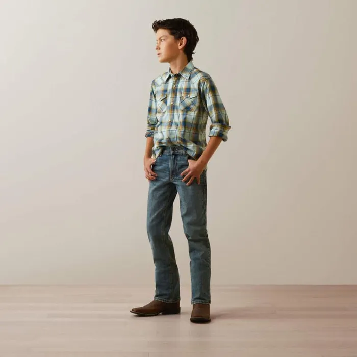 Button Down Shirts Kids Ariat Habney Retro Fit Shirt Aquatic Button Down Shirts Kids Ariat Habney Retro Fit Shirt Aquatic