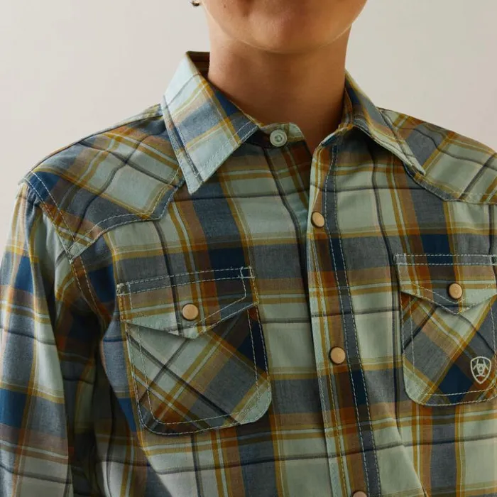 Button Down Shirts Kids Ariat Habney Retro Fit Shirt Aquatic Button Down Shirts Kids Ariat Habney Retro Fit Shirt Aquatic