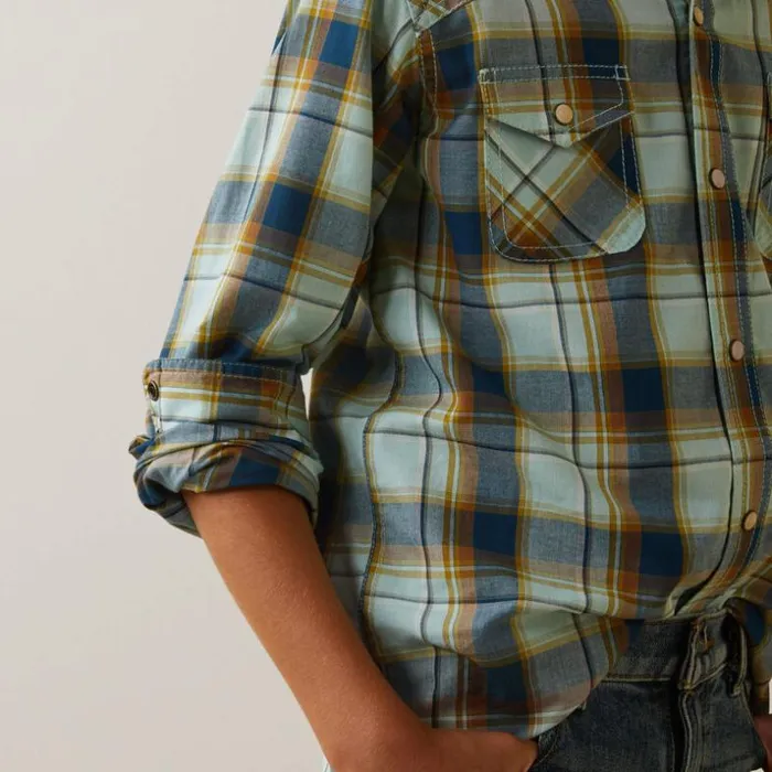 Button Down Shirts Kids Ariat Habney Retro Fit Shirt Aquatic Button Down Shirts Kids Ariat Habney Retro Fit Shirt Aquatic
