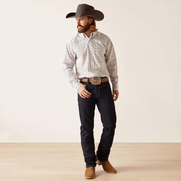 Button Down Shirts Men Ariat Edgar Classic Fit Shirt White