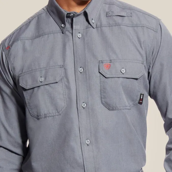 Button Down Shirts Men Ariat FR Featherlight Work Shirt Gunmetal