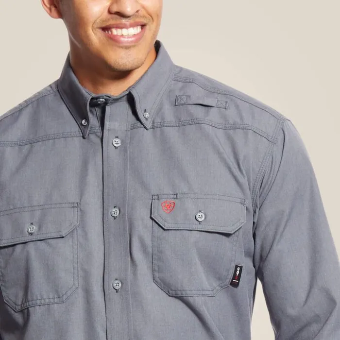 Button Down Shirts Men Ariat FR Featherlight Work Shirt Gunmetal