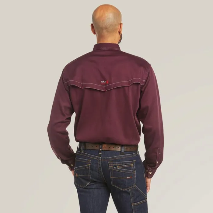 Button Down Shirts Men Ariat FR Vented Work Shirt Malbec