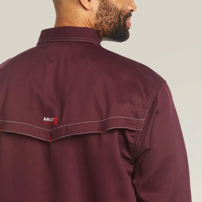Button Down Shirts Men Ariat FR Vented Work Shirt Malbec
