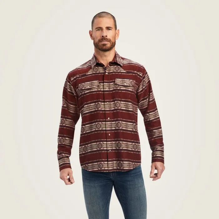 Button Down Shirts Men Ariat Hendrie Retro Fit Shirt Cherry Mahogany
