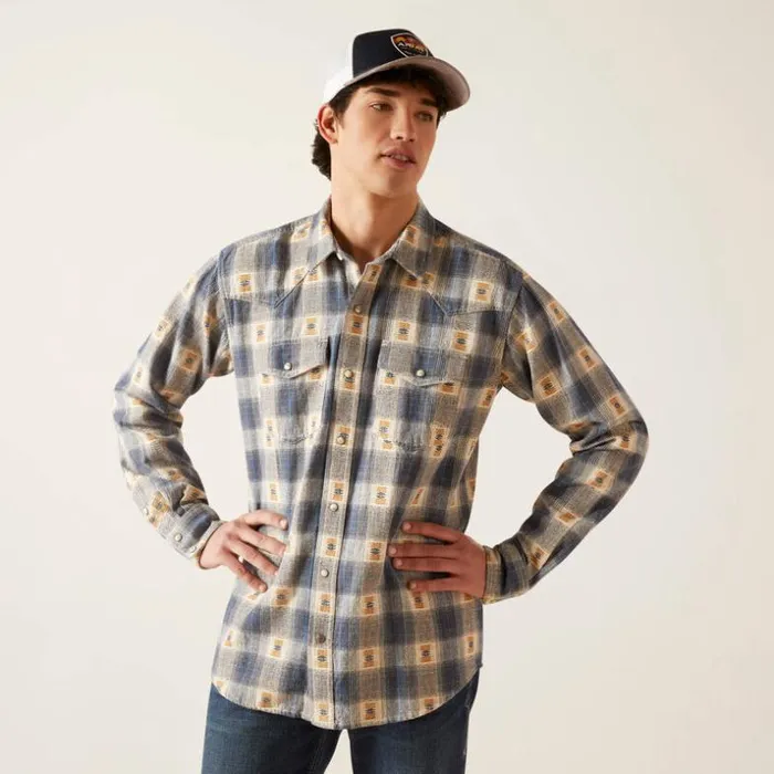 Button Down Shirts Men Ariat Hiro Retro Fit Shirt Vaporous Gray