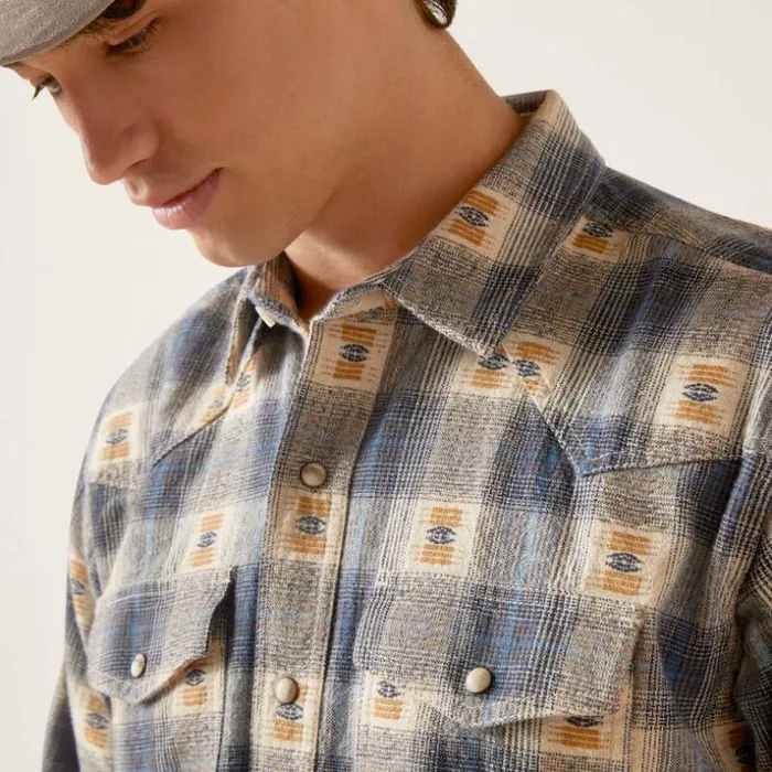 Button Down Shirts Men Ariat Hiro Retro Fit Shirt Vaporous Gray