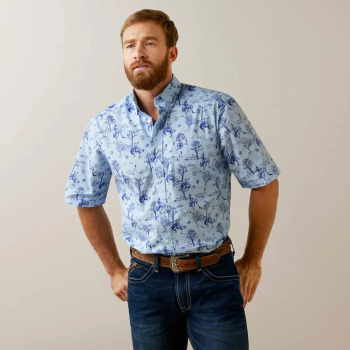 Button Down Shirts Men Ariat Jonas Classic Fit Shirt Light Blue