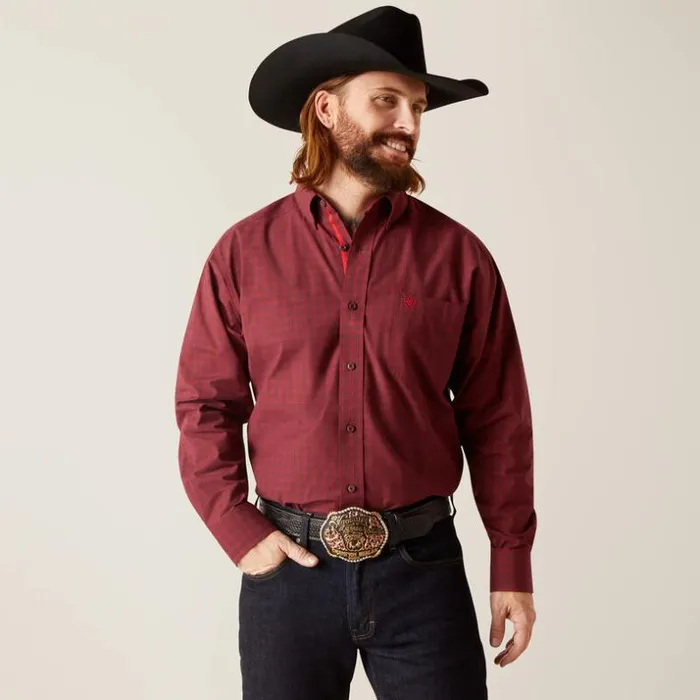 Button Down Shirts Men Ariat Pro Series Neal Classic Fit Shirt Tibetan Red