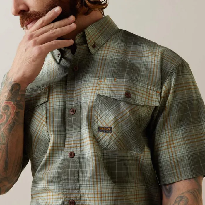 Button Down Shirts Men Ariat Rebar Made Tough DuraStretch Work Shirt Silt Green Plaid Button Down Shirts Men Ariat Rebar Made Tough DuraStretch Work Shirt Silt Green Plaid