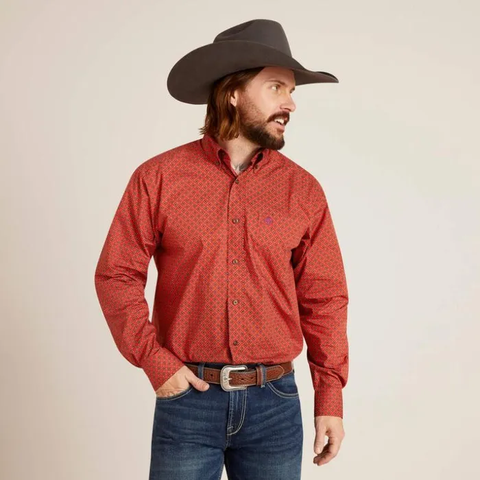 Button Down Shirts Men Ariat Samson Classic Fit Shirt Terra Rouge