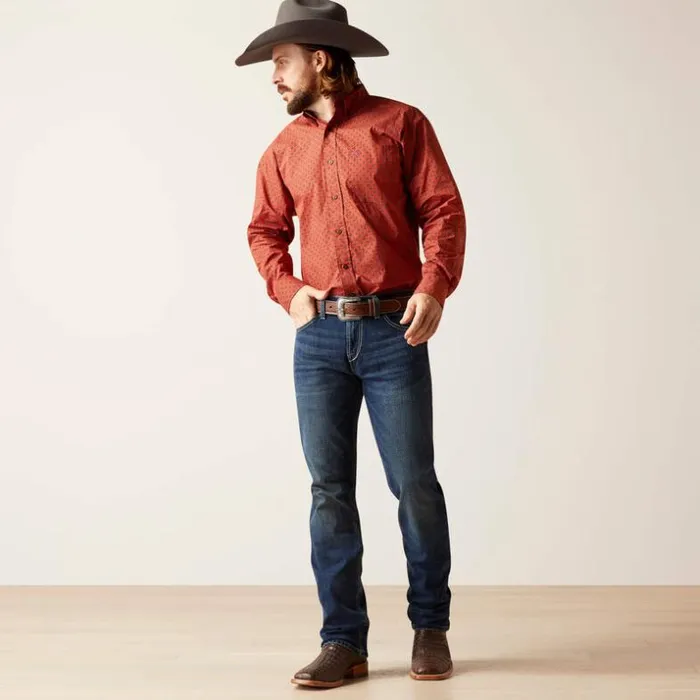 Button Down Shirts Men Ariat Samson Classic Fit Shirt Terra Rouge Button Down Shirts Men Ariat Samson Classic Fit Shirt Terra Rouge
