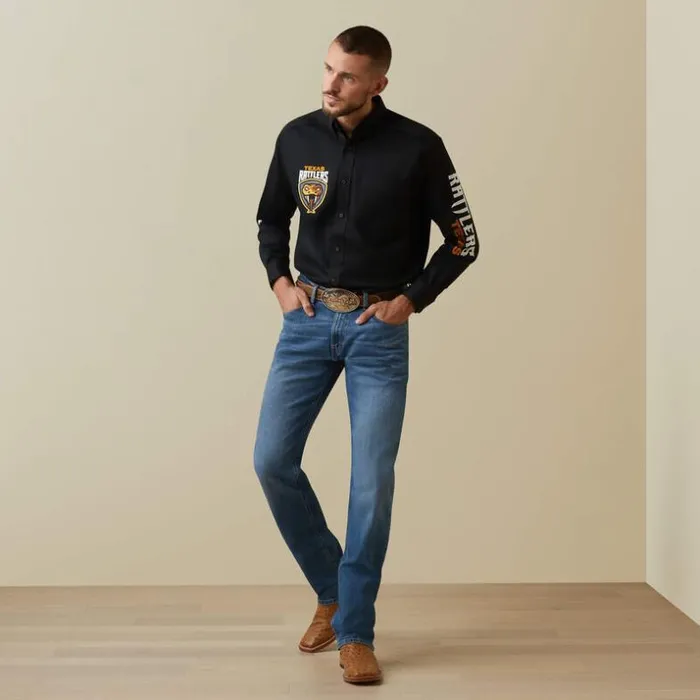 Button Down Shirts Men Ariat Team Rattlers Twill Classic Fit Shirt Black