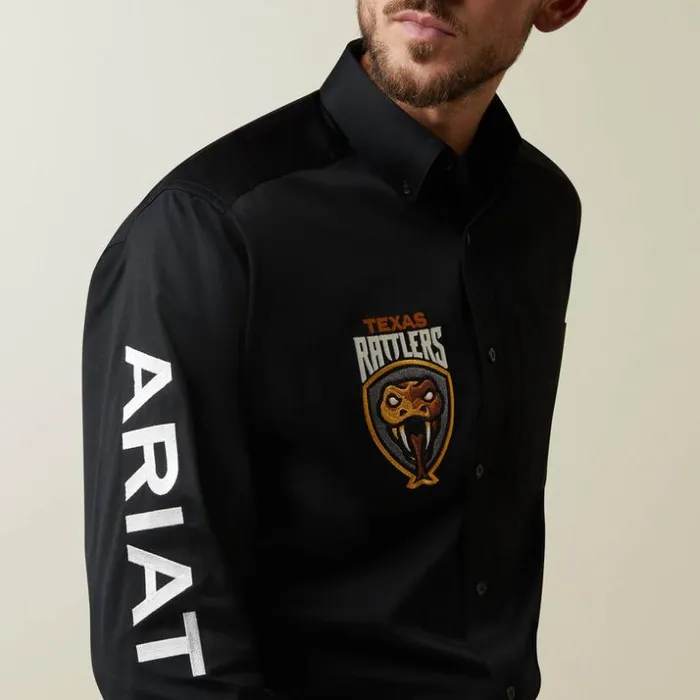 Button Down Shirts Men Ariat Team Rattlers Twill Classic Fit Shirt Black