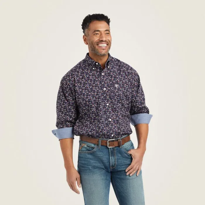Button Down Shirts Men Ariat Wrinkle Free Elliott Classic Fit Shirt Black