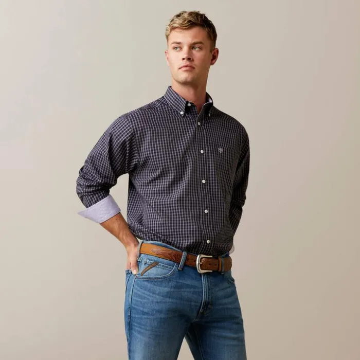 Button Down Shirts Men Ariat Wrinkle Free Fitzgerald Fitted Shirt Black